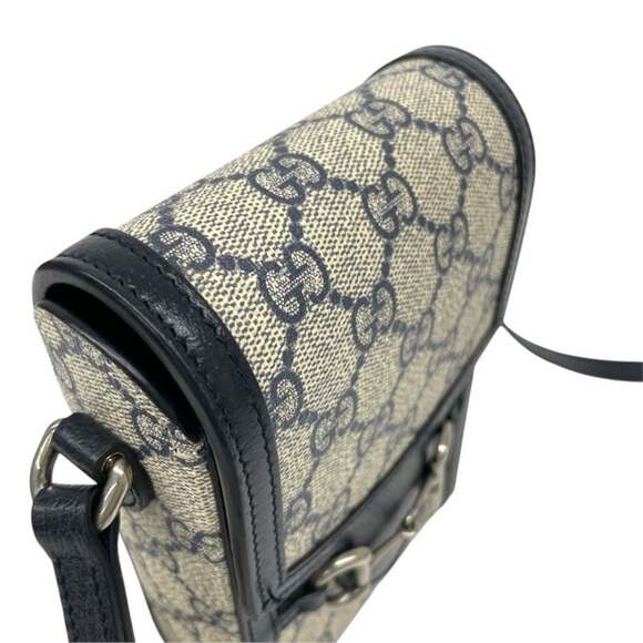 GUCCI Authentic Gray Leather Horsebit Pochette Shoulder Bag - Picture 6 of 11